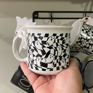 Aesthetic Halloween Ghost & Checkered Mugs